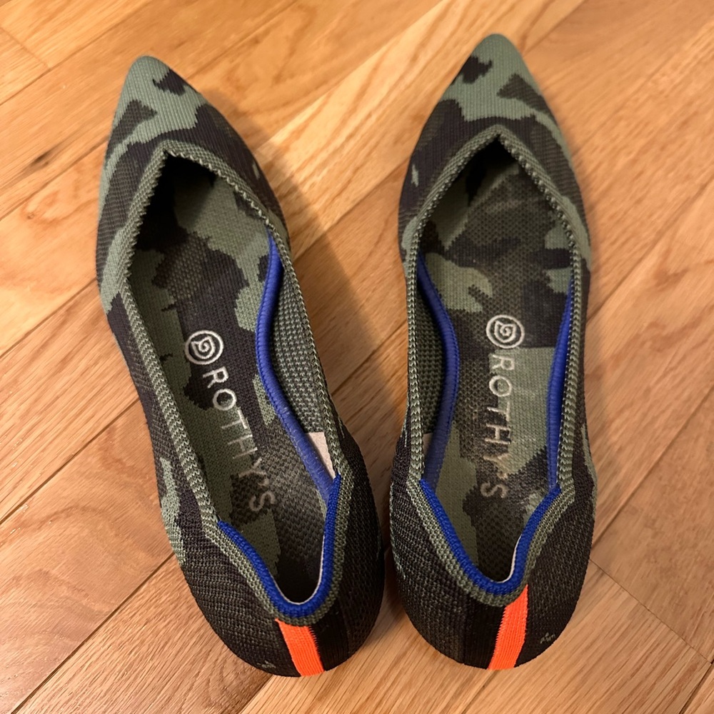Rothy's Camouflage Flats with Orange Accent